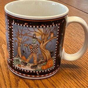 Debbie Mumm Halloween Themed Mug with Frankenstein Scarecrow Design